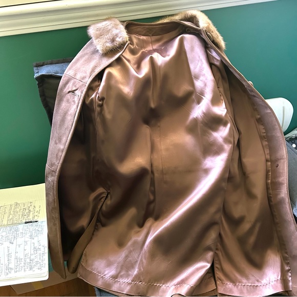 Vintage 60’s Brown Suede Coat with Fur Collar small - Picture 9 of 11